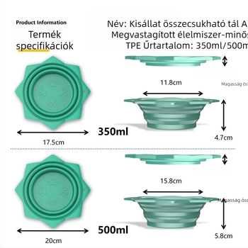 Virágmintás szilikon összecsukható tál háziállatoknak, kutyáknak és macskáknak, kültéri használatra