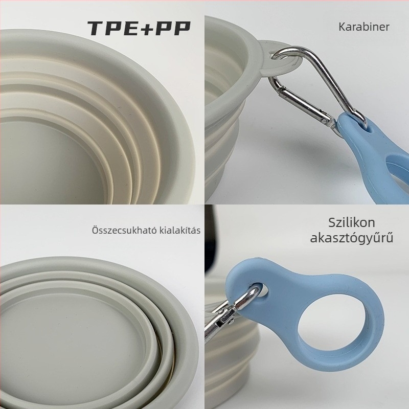 Szilikonból készült hajtogatható kutyatál, anti-tip, hordozható kültéri használatra, vízadagoló kutyáknak