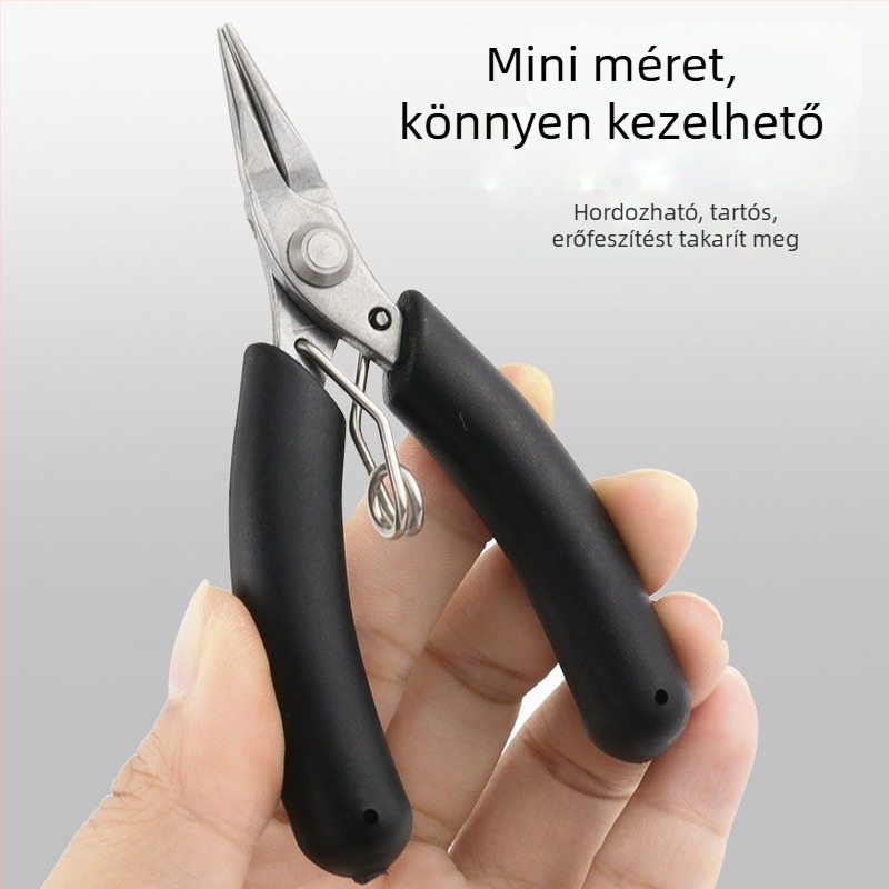 Rozsdamentes acél tenyérfogó DIY ékszerkészítéshez – kis méretű: hegyes vékony hegyű fogó, diagonális és vágó fogó