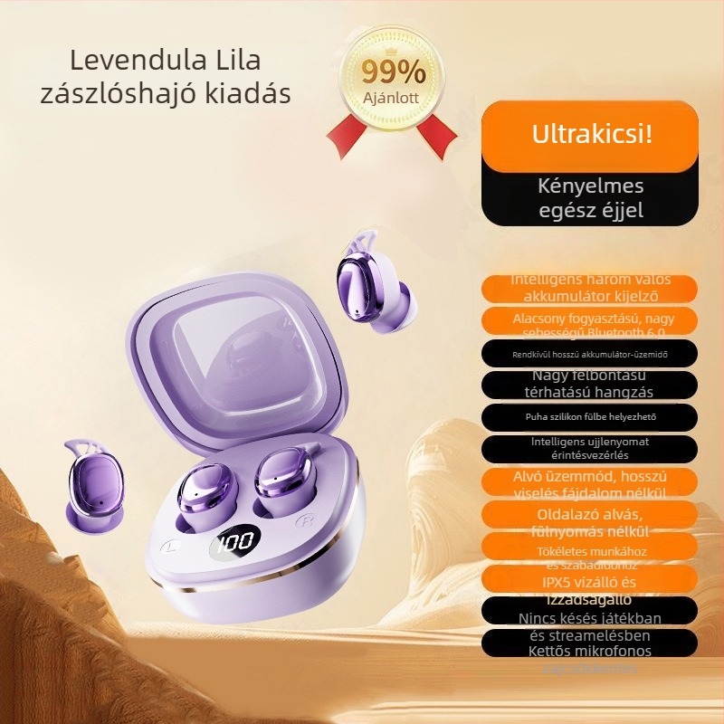 S601 Alvó Bluetooth fülhallgató – Mini, láthatatlan, kényelmes hosszú viseléshez, vízálló, kétoldalú sztereó, Bluetooth 6.0, 8+ órás üzemidő