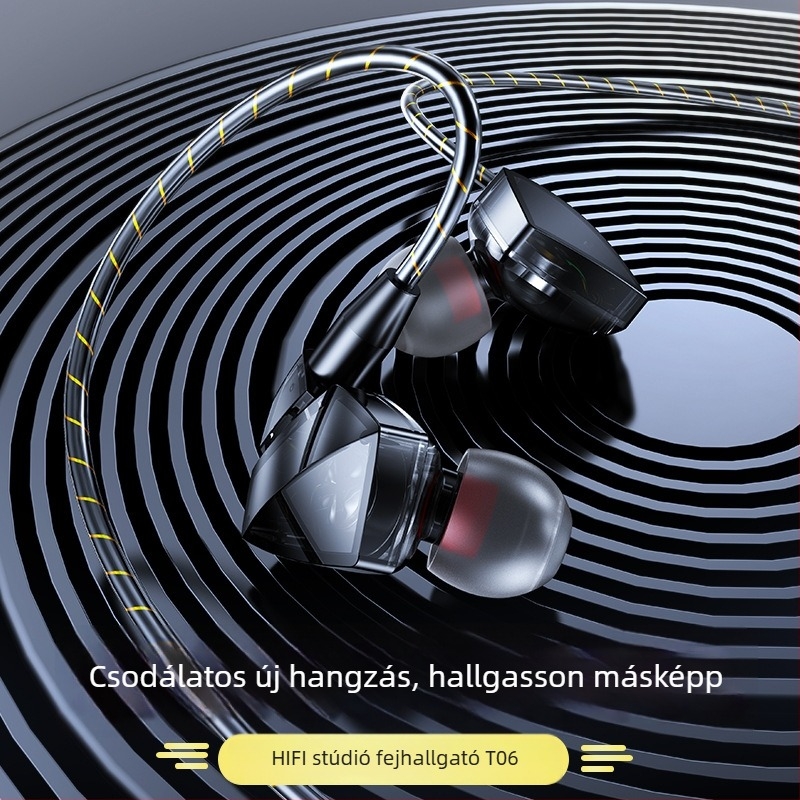 2020-es In-ear vezetékes fülhallgató, vezérléssel, erős basszus és mikrofon, sport és játék használatra, Hi‑Fi