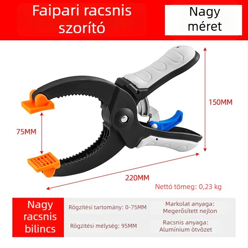 G- és C-alakú szorító készlet famegmunkáláshoz, nagy F-alakú szorító ratchet mechanizmussal