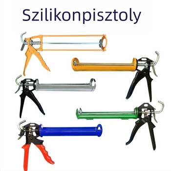 Szilikon tömítőpisztoly, kézi, ergonomikus, üveghez és általános használatra, megerősített kivitel