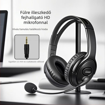 Zajcsökkentéses fejhallgató, fejre illeszkedő, USB-csatlakozás, mikrofon — call center és ügyfélszolgálat, élő közvetítéshez