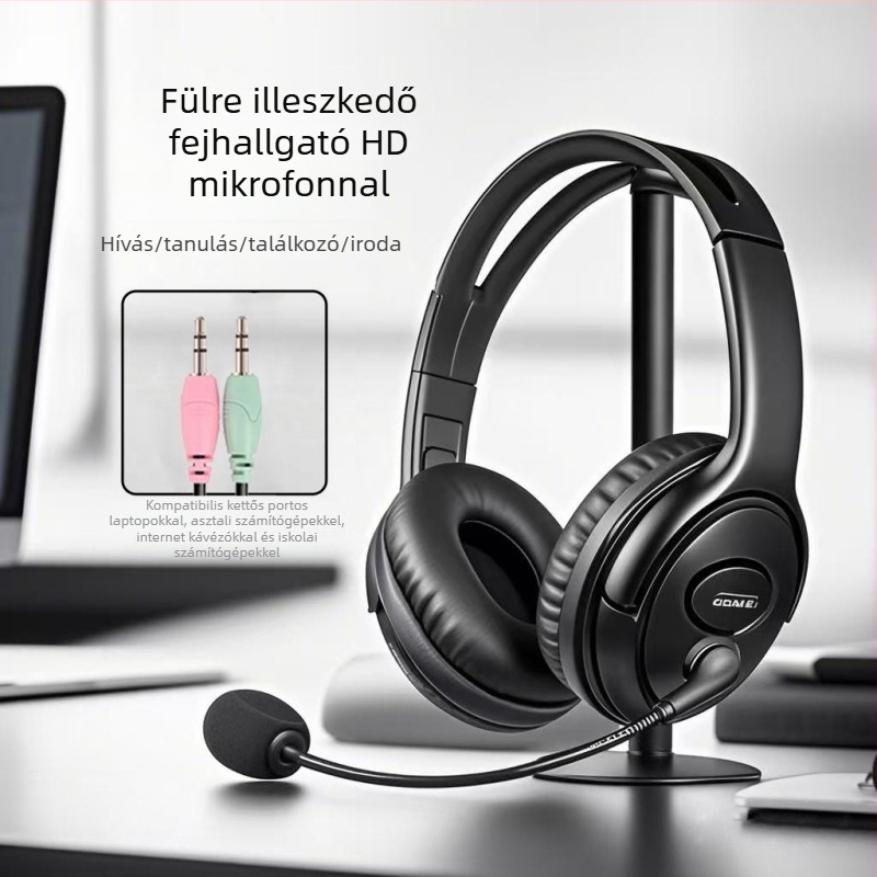 Zajcsökkentéses fejhallgató, fejre illeszkedő, USB-csatlakozás, mikrofon — call center és ügyfélszolgálat, élő közvetítéshez