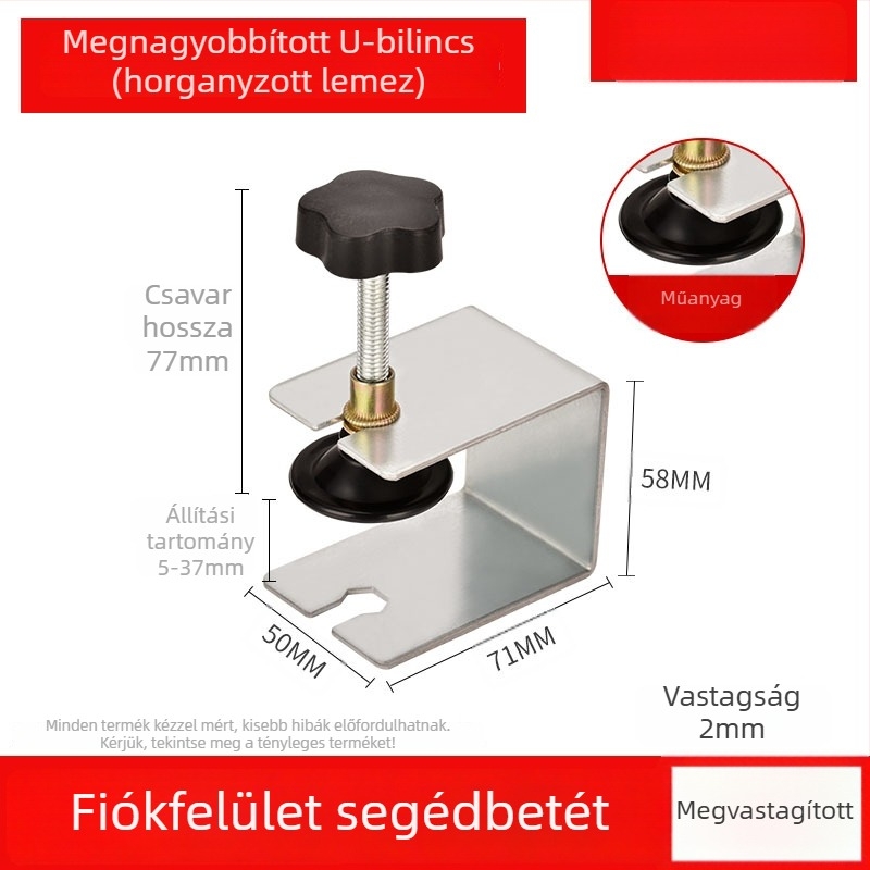 Fiók beépítéséhez használható segéd, gyors csipesz a fiók paneljéhez, U-alakú rögzítő csipesz, G-típusú famegmunkálási klipsz