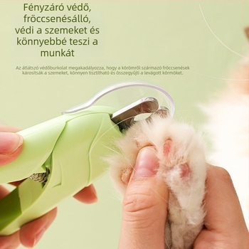 Kisállat körömvágó olló macskáknak és kutyáknak, biztonsági zárómechanizmussal, körömreszelővel és mosásmentes kesztyűkkel