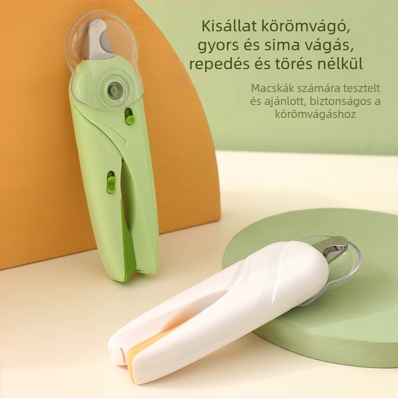 Kisállat körömvágó olló macskáknak és kutyáknak, biztonsági zárómechanizmussal, körömreszelővel és mosásmentes kesztyűkkel