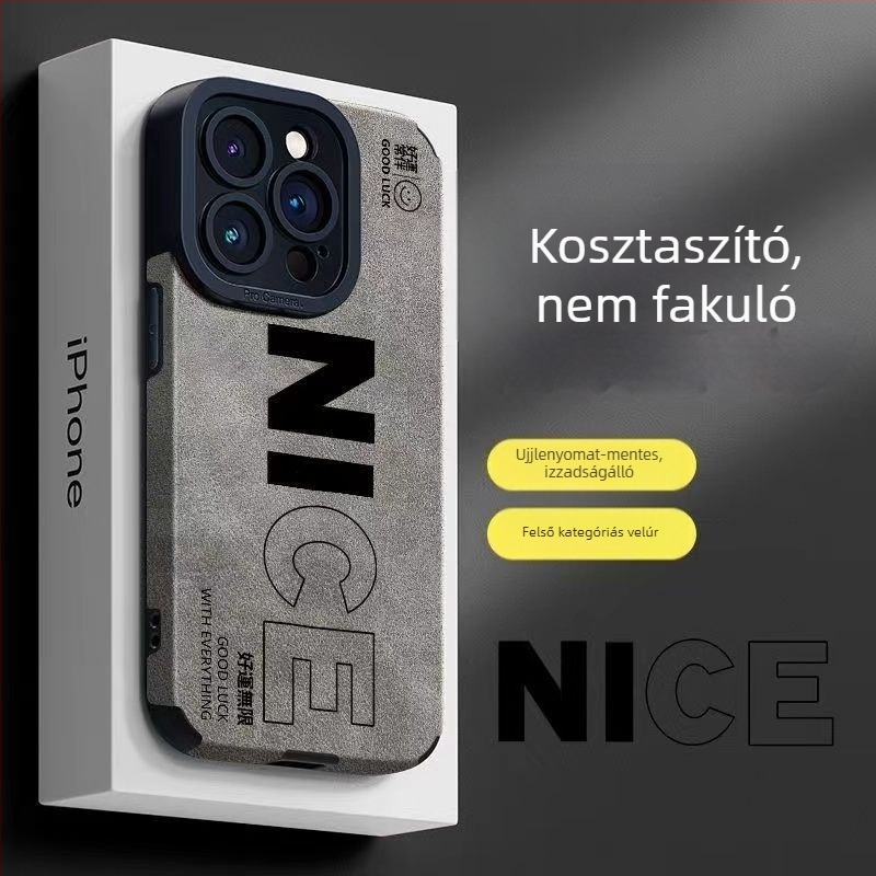 Magas minőségű Ins-stílusú velúr bőr tok iPhone 14 Pro Max-hez