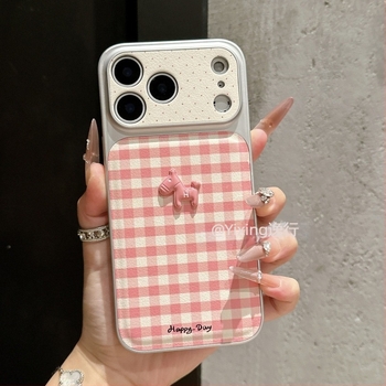 Instagram-stílusú rózsaszín kockás 3D ló motívumú telefontok iPhone 13-hoz és iPhone 14 Pro-hoz, koreai stílus