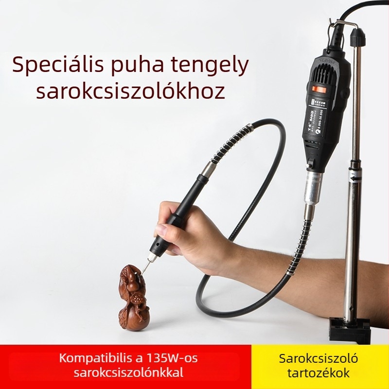 Rugalmas tengelyű sarokcsiszoló készlet gravíró tollal, fej a tisztításhoz és univerzális fém fogantyúval