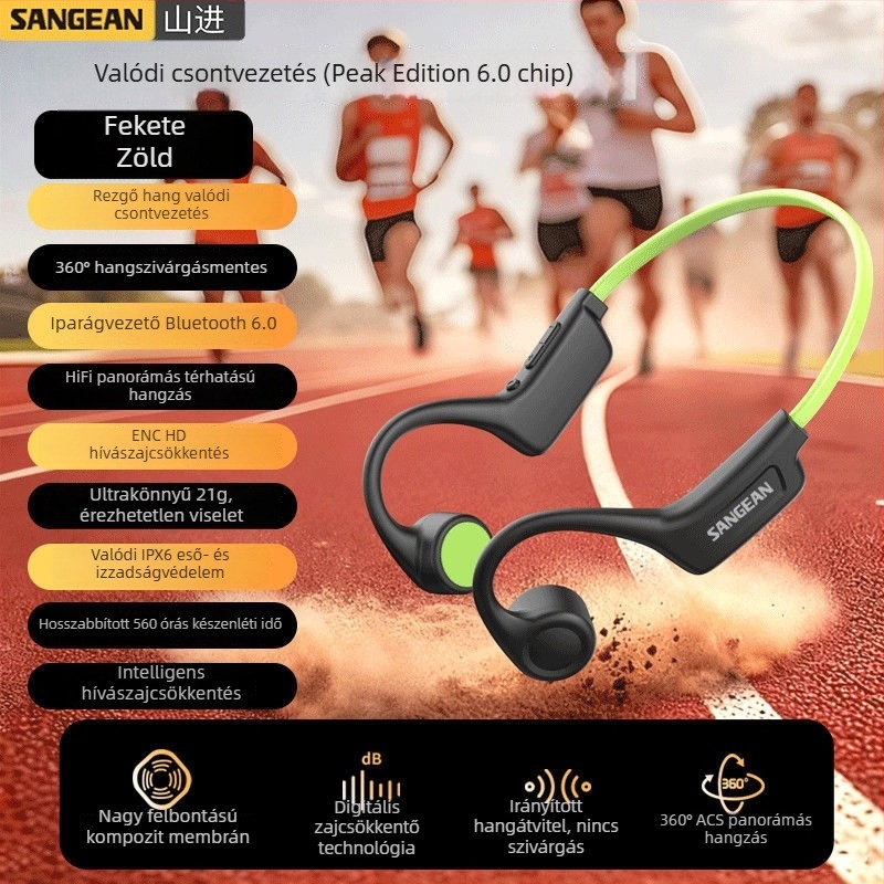 Shanjin Mars02 Csontvezetéses nyakpántos Bluetooth fejhallgató sporthoz, vízálló, izzadásálló, hosszú akkumulátor-üzemidő, zene