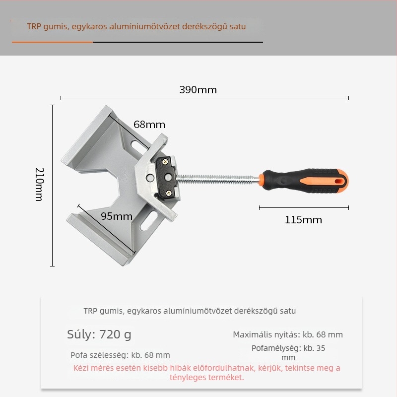 90°-os derékszögű clamp faipari és hegesztési felhasználásra – gyors rögzítés, 45# acél