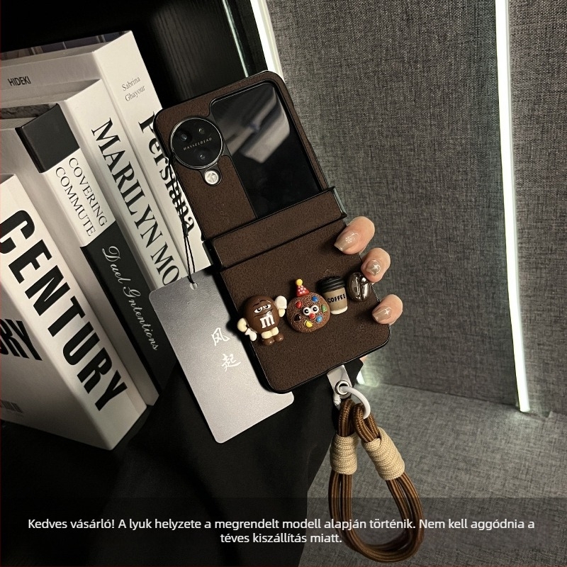 3D M Bean Coffee kézre rögzíthető tok Oppo Find N3 Fliphez – teljes fedés, ütésálló védelem, kompatibilis N2+ Flip