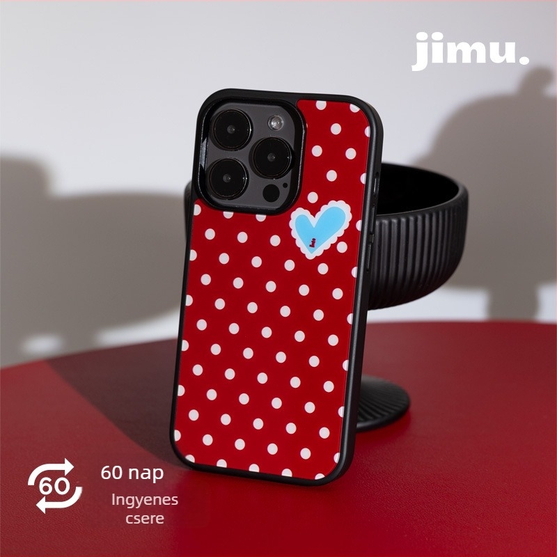 JIMU mágneses szív tok pár számára, piros, fekete védőéllel, retro stílus