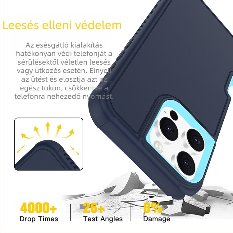 Három az egyben TPU+PC ütésálló telefontok iPhone 16 Pro Maxhoz kontrasztos dizájnnal, felső és alsó fedél