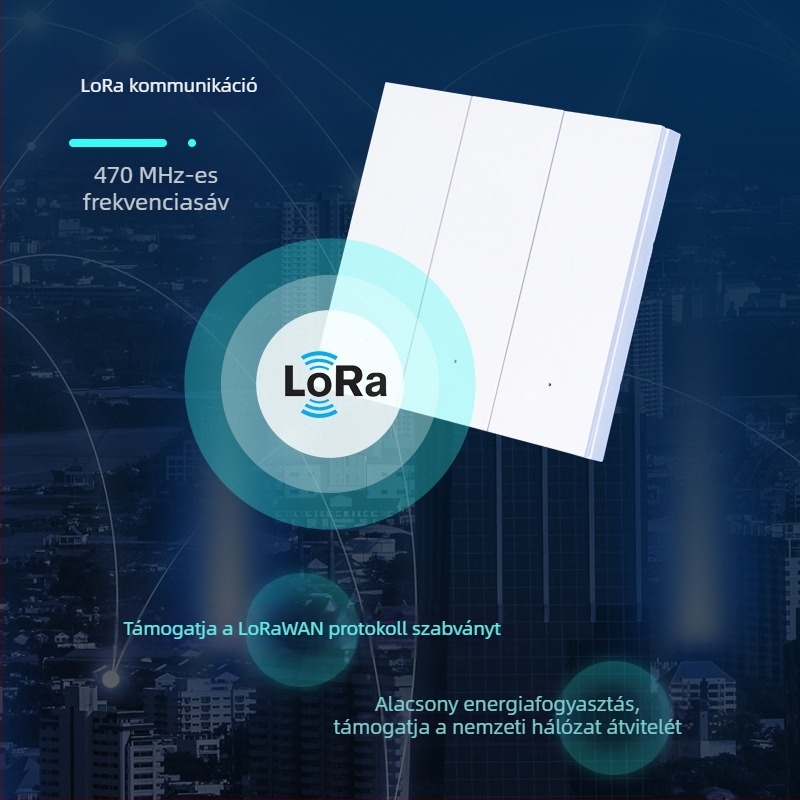 LoRaWAN vezeték nélküli távirányító kapcsoló, 86-os típus, lángálló ház, egy-/kettő-/háromirányú vezérlés, WeChat Mini Program