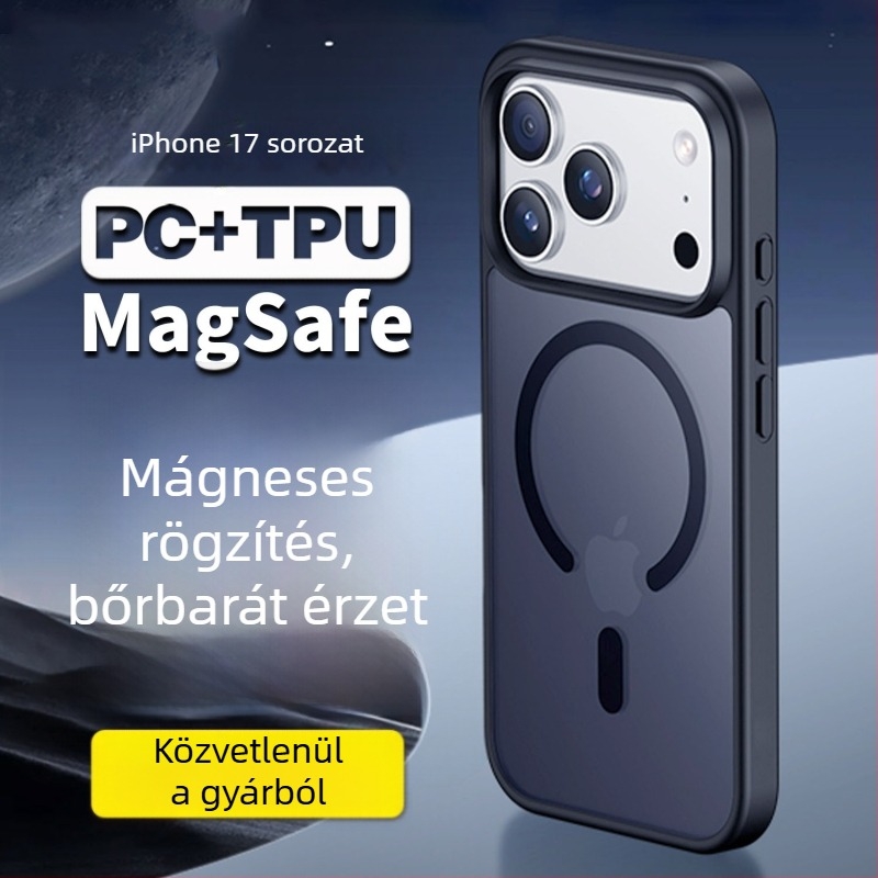 iPhone 17 Pro matt tok, bőrhatású textúrával, nagy kivágásokkal és mágneses védelmével az esés ellen