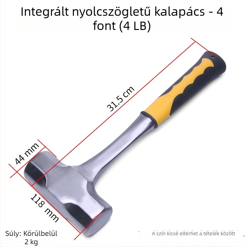 Egyszemélyes hatszögletű kalapács fából készült nyele, magas széntartalmú acél fej, strapabíró eszköz otthoni és építőipari használatra