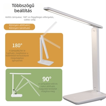Összecsukható asztali lámpa olvasáshoz és tanuláshoz, szemvédő fény, USB tápegység, érintéses kapcsoló, kompakt éjjelilámpa