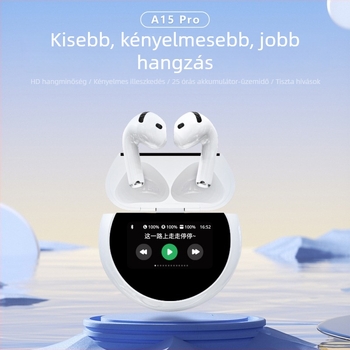 A15Pro vezeték nélküli fülbe illeszkedő Bluetooth fejhallgató érintőképernyővel, ANC zajcsökkentéssel, hosszú üzemidő