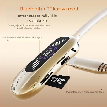 Nyakpántos vezeték nélküli Bluetooth fejhallgató AI mély zajcsökkentéssel, hangváltoztató és karaoke funkcióval, kártyaolvasóval, sztereó