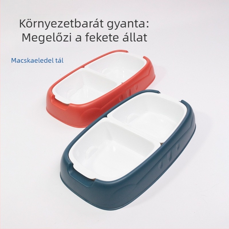 Kutyáknak és macskáknak dupla tál, anti-tip etetőtálak