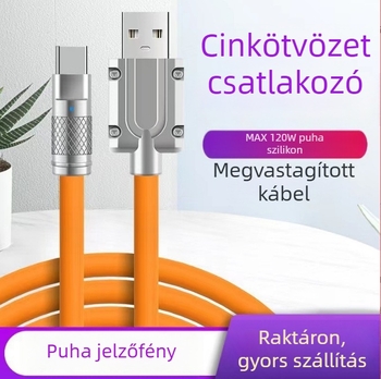 1m 3–in–1 USB adatkábel LED-del, gyors töltés, cinkötvözet csatlakozók, TPE szilikon, USB-C, Lightning, Micro USB