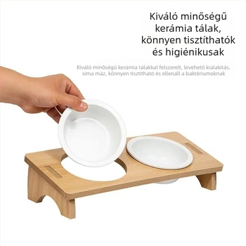 Két kerámia etetőtál macskáknak és kutyáknak, fröccsenés elleni kialakítással