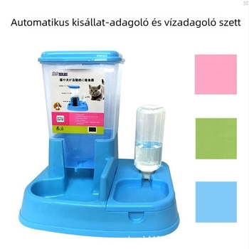 Automata etető- és itatókészlet macskáknak és kutyáknak, etetőtálakkal és víztartályos itatóval
