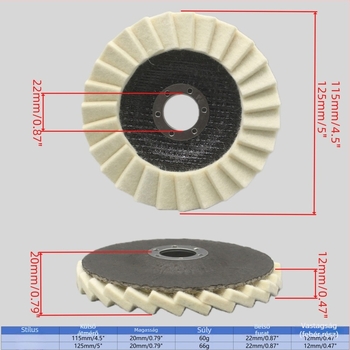 Gyapjú flap korong polírozáshoz, 125 mm (5 hüvelyk)