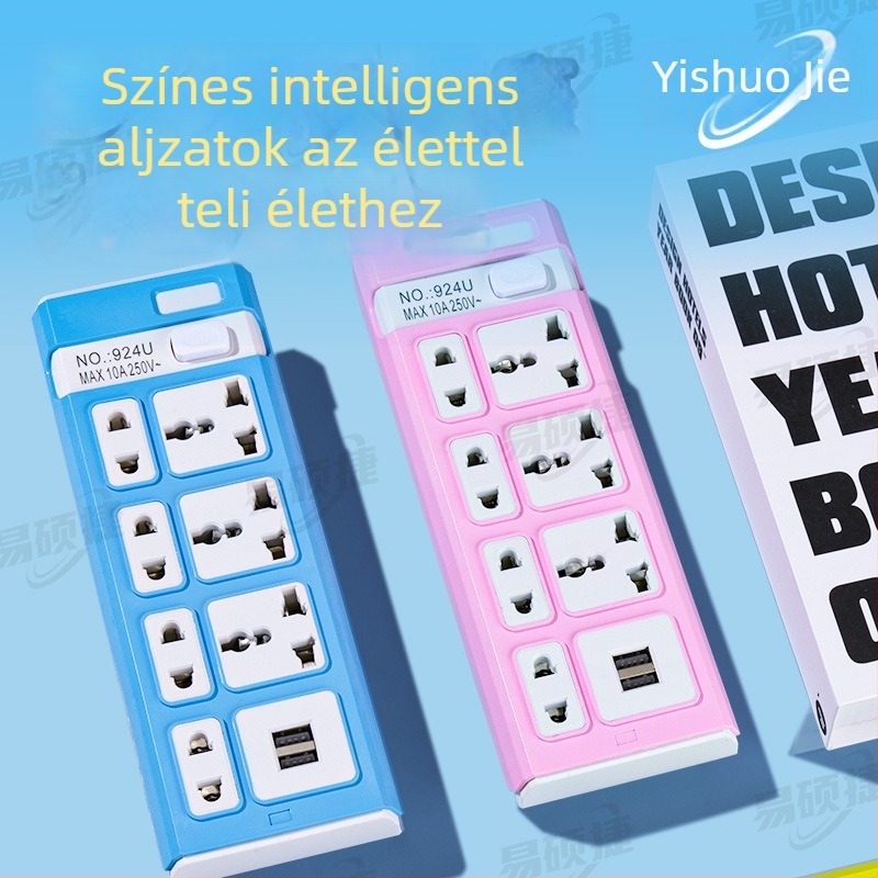 Nagy teljesítményű több aljzatú hosszú kábeles elosztó kapcsolóval, UK/US/EU/Thai szabványok szerint