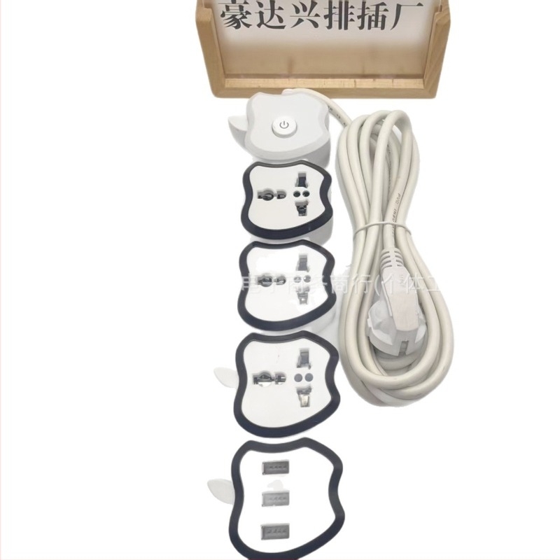 Európai stílusú alma alakú univerzális elosztó 3 USB-porttal, 1200W, 220V