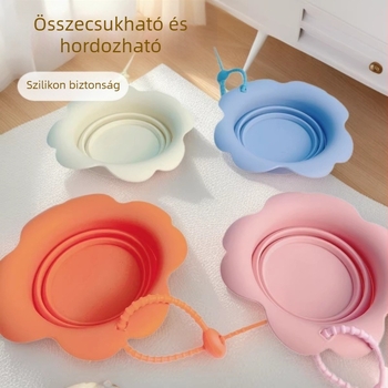 Összehajtható tál háziállatoknak (kutyáknak és macskáknak) — hordozható etető- és itatótál szabadban