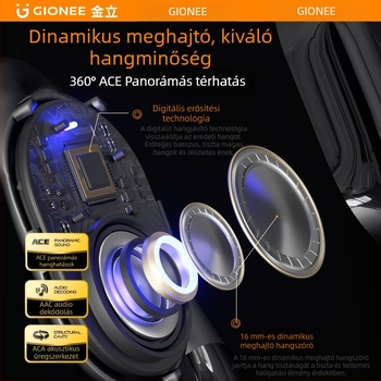 Bluetooth 5.3 vezeték nélküli sport fülhallgató fülhorgos kialakítással, digitális kijelző, csontvezetés, hosszú üzemidő