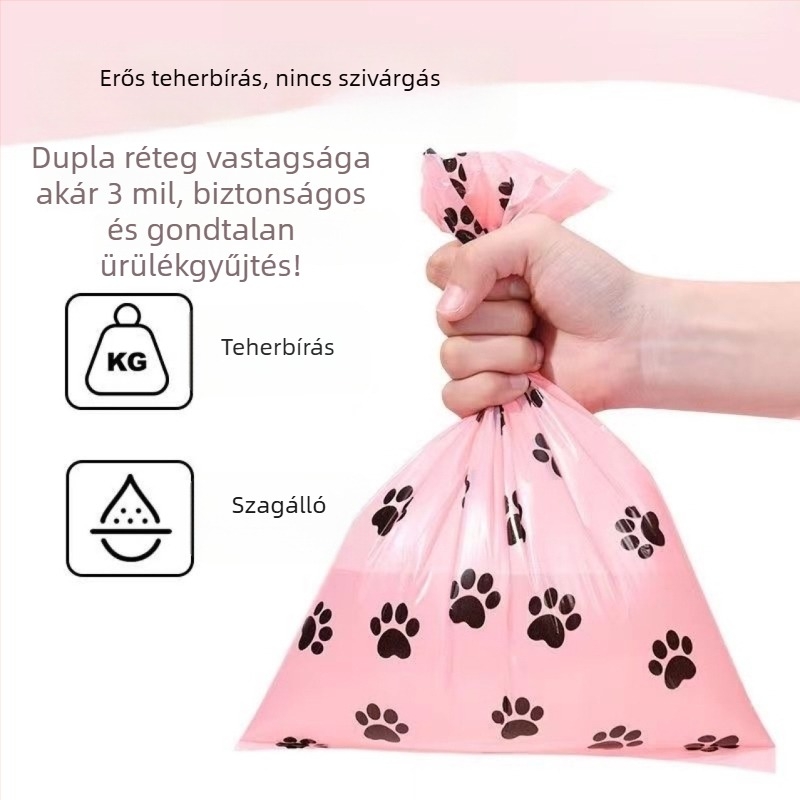 Biológiailag lebomló, vastag kutya- és macskaürülék zacskók szedőeszközzel