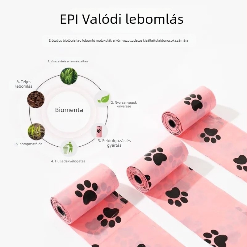 Biológiailag lebomló, vastag kutya- és macskaürülék zacskók szedőeszközzel