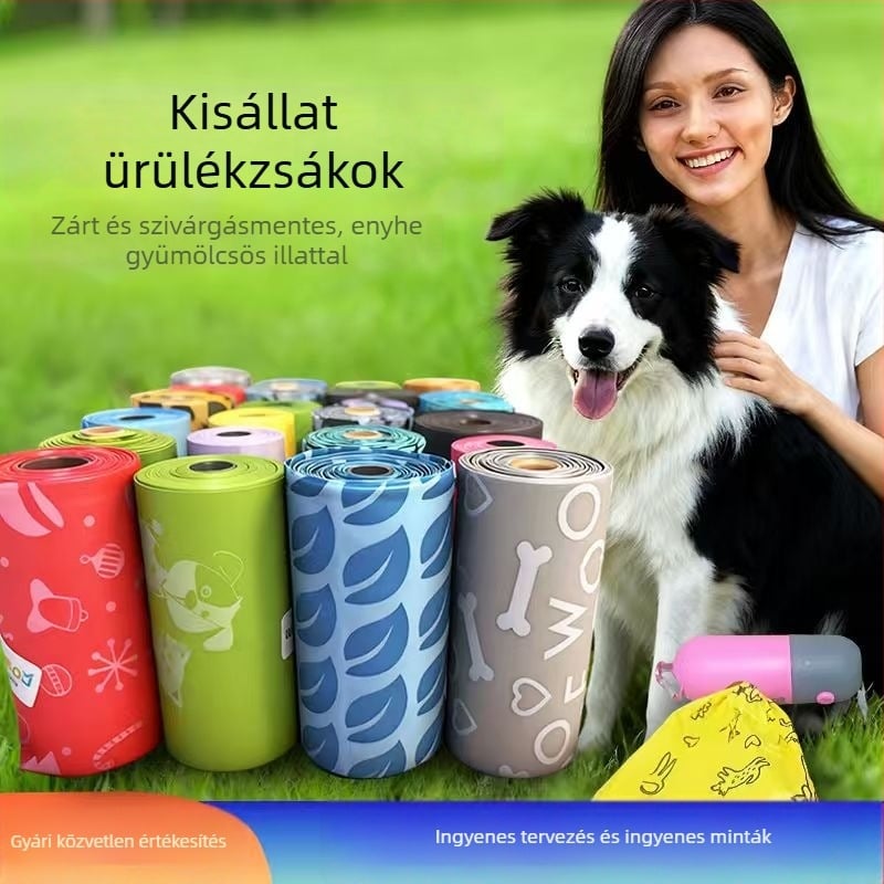 Logóval ellátott, egyszer használható ürülékzacskók, dupla vastagságú, kültéri használatra, szivárgásmentes