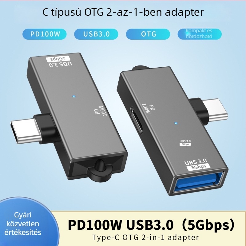 Type-C USB 3.0 + PD 100W kétfunkciós gyors adapter Type-C okostelefonokhoz