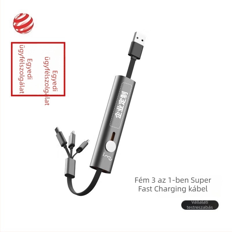 I-Mu három az egyben USB-C adat- és töltőkábel Apple-hez, gyors töltés, hordozható