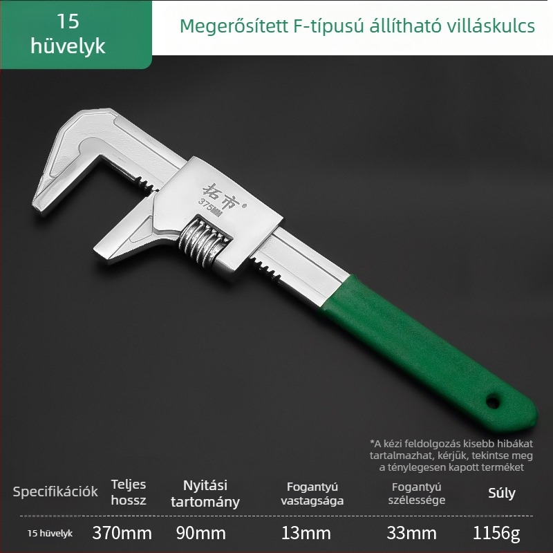 Nagy nyitású F-típusú állítható kulcs, nyitott végű és derékszögű csőfogóval — univerzális csőszerszám