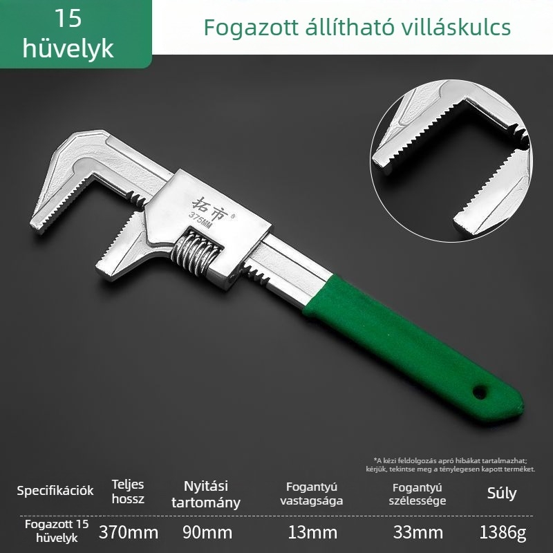 Nagy nyitású F-típusú állítható kulcs, nyitott végű és derékszögű csőfogóval — univerzális csőszerszám