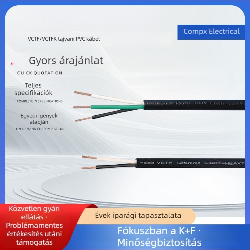 BSMI-hitelesített PVC tápkábel dugóval (VCTF/VCTFK)