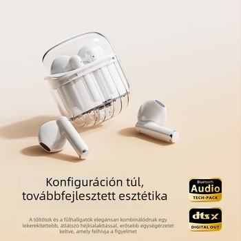 Átlátszó Bluetooth fülhallgatók, valódi vezeték nélküli zajszűréssel, sporthoz és játékhoz