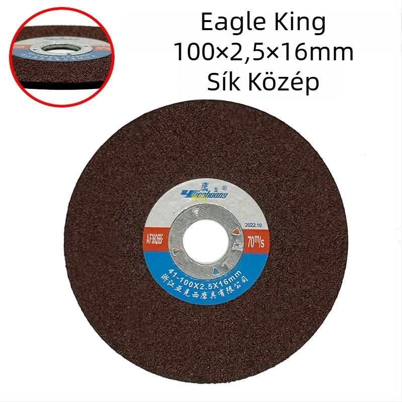 Eagle Emperor gyanta-kötésű csiszoló- és vágó korong rozsdamentes acélhoz, 100x2.5x16 mm