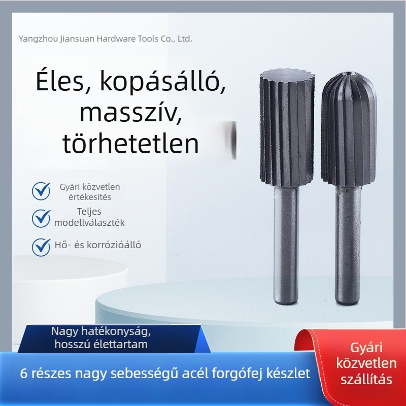 Hat darabos gyorsacél forgó reszelő készlet fa- és fémmegmunkáláshoz
