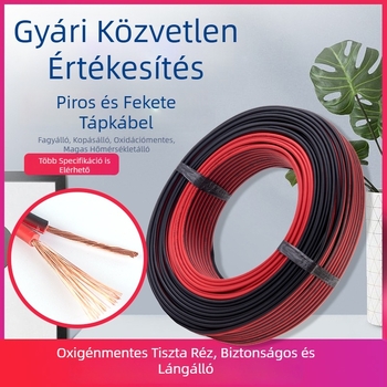 Tiszta rézből készült két-vezetékes piros–fekete párhuzamos kábel videómegfigyeléshez, LED-tápellátáshoz, hangfal- és háztartási elektromos vezetékhez