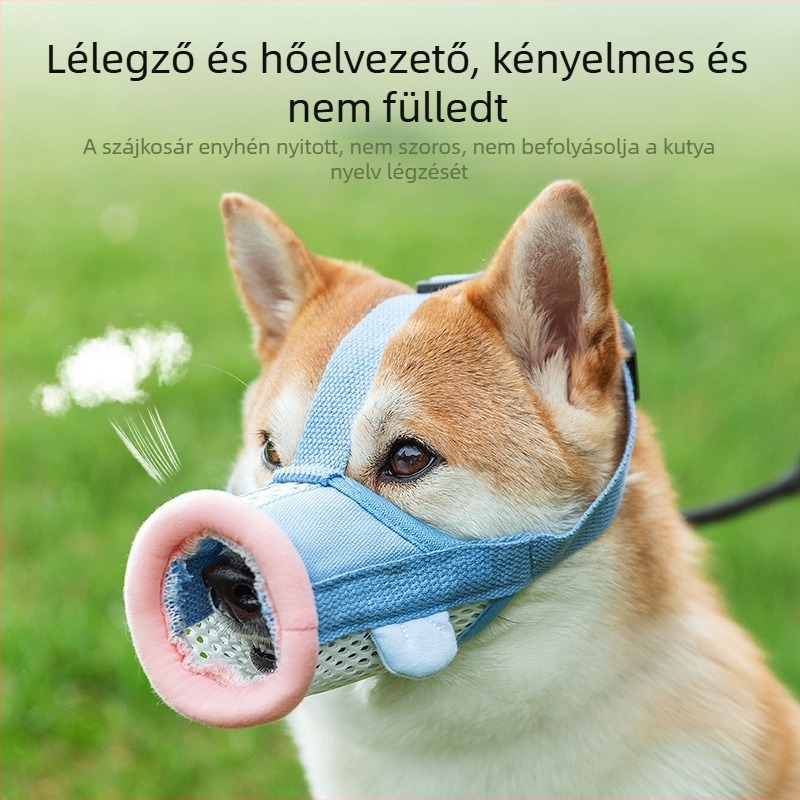 Állítható, lélegző szájkosár kutyáknak, hálós kivitelben, kis- és közepes testű ebek számára, harapás elleni védelem