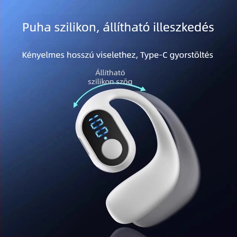 OWS Bluetooth fejhallgató digitális kijelzővel, egy fülre rögzített kialakítás, csontvezetéses technológia, hosszú üzemidő, gombos kiadás