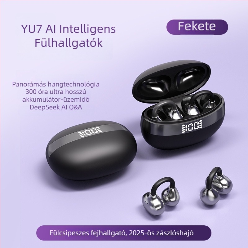 Új Yu7 Bluetooth fülhallgató klipszes kialakítással, kiváló hangminőség, hosszú akkumulátor-üzemidő, digitális kijelző és csontvezetés